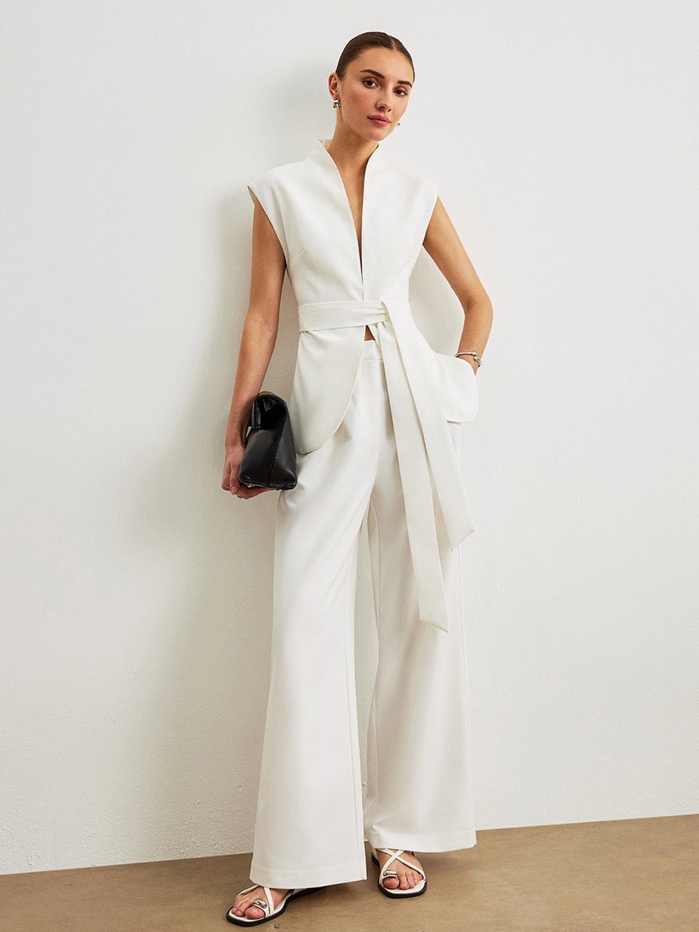Commense Belted Peplum Top